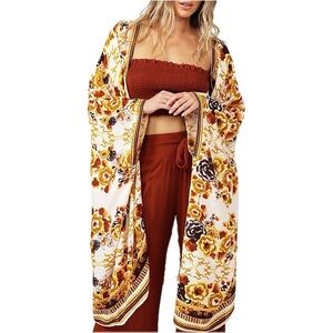 Talisman NWT Twilight Floral Kimono Cape Cardigan Boho Beach Cover Up One Size